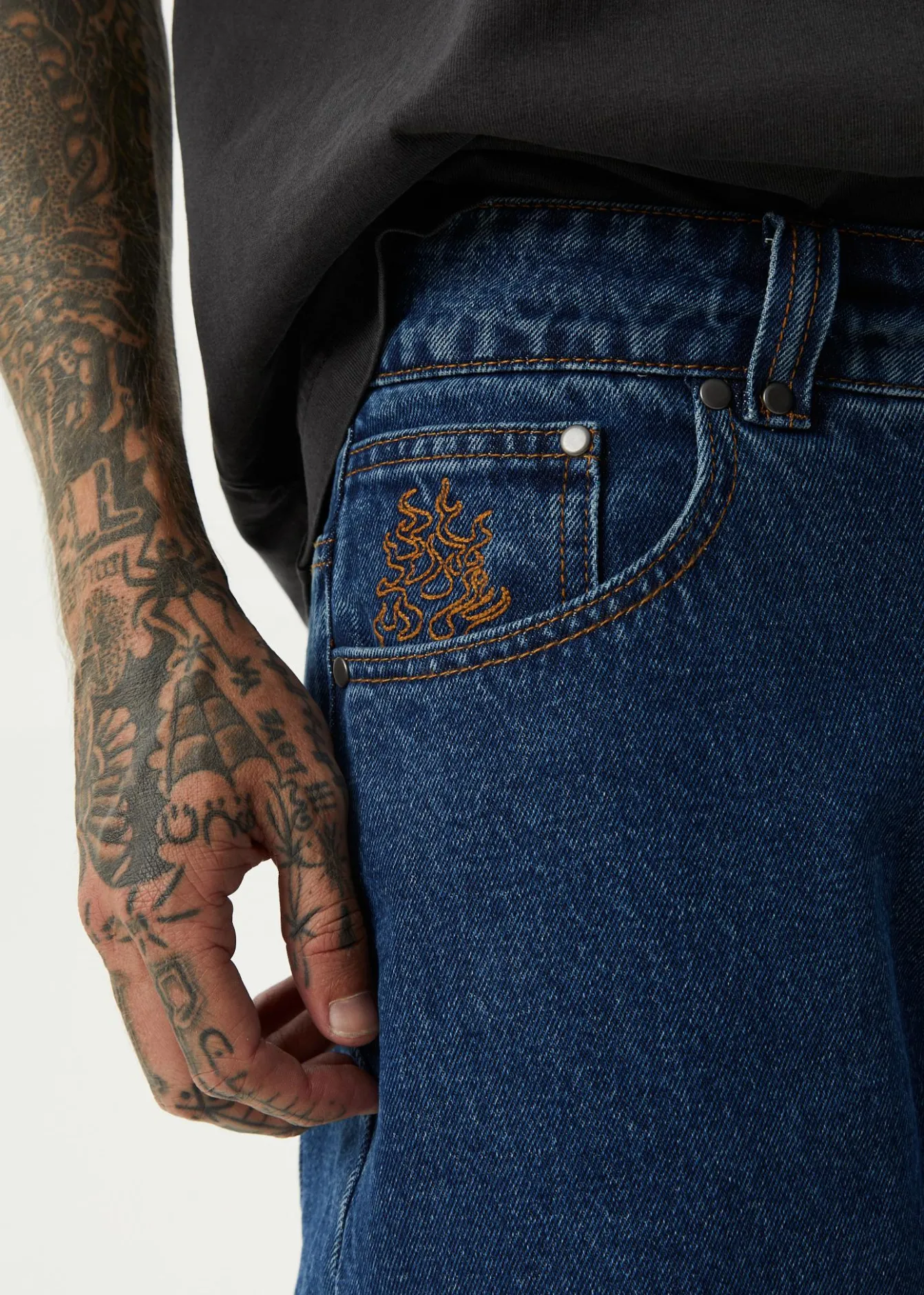 Shorts<Afends Scorched Harper - Denim Baggy Workwear Short 22" Authentic Blue