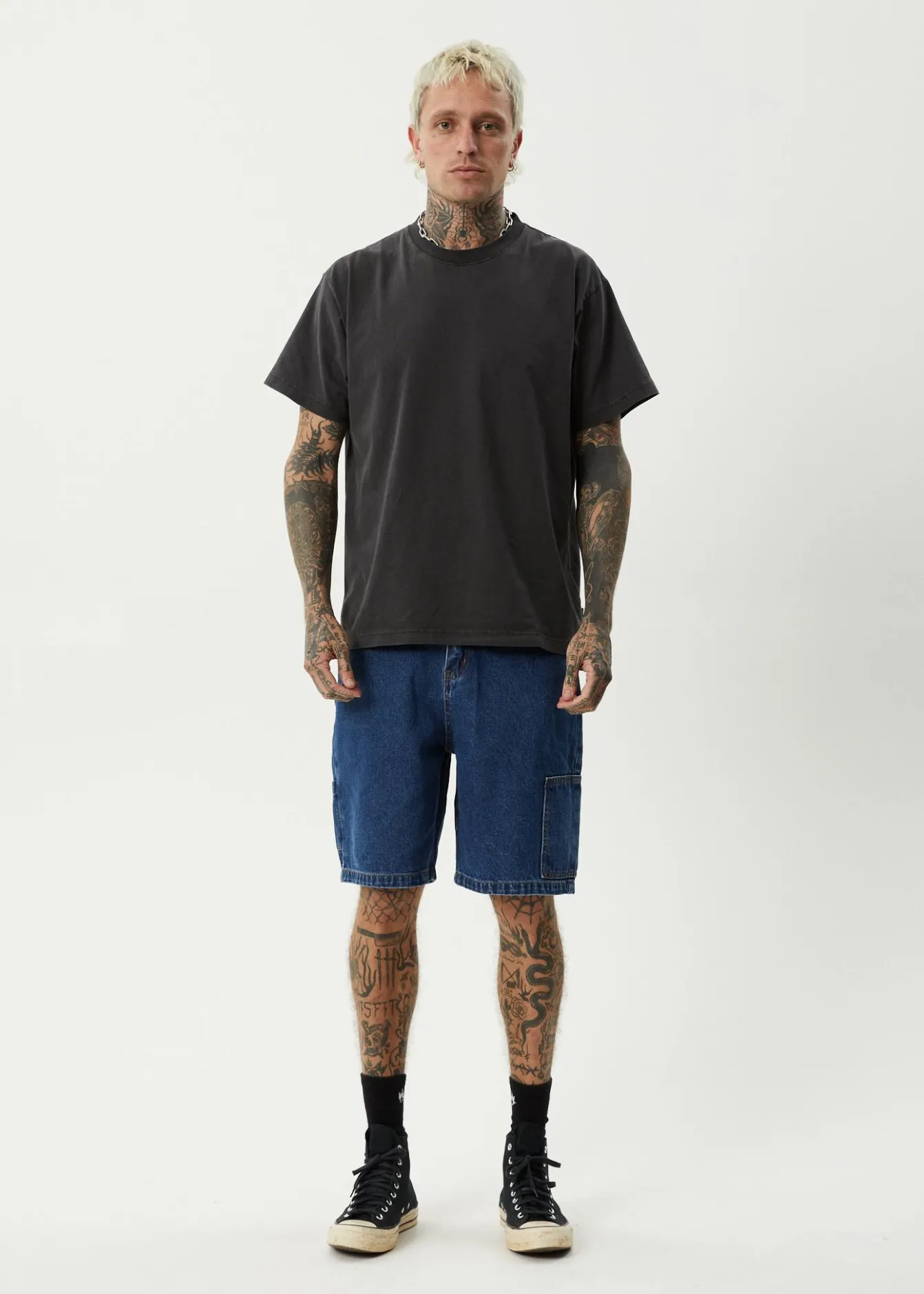 Shorts<Afends Scorched Harper - Denim Baggy Workwear Short 22" Authentic Blue