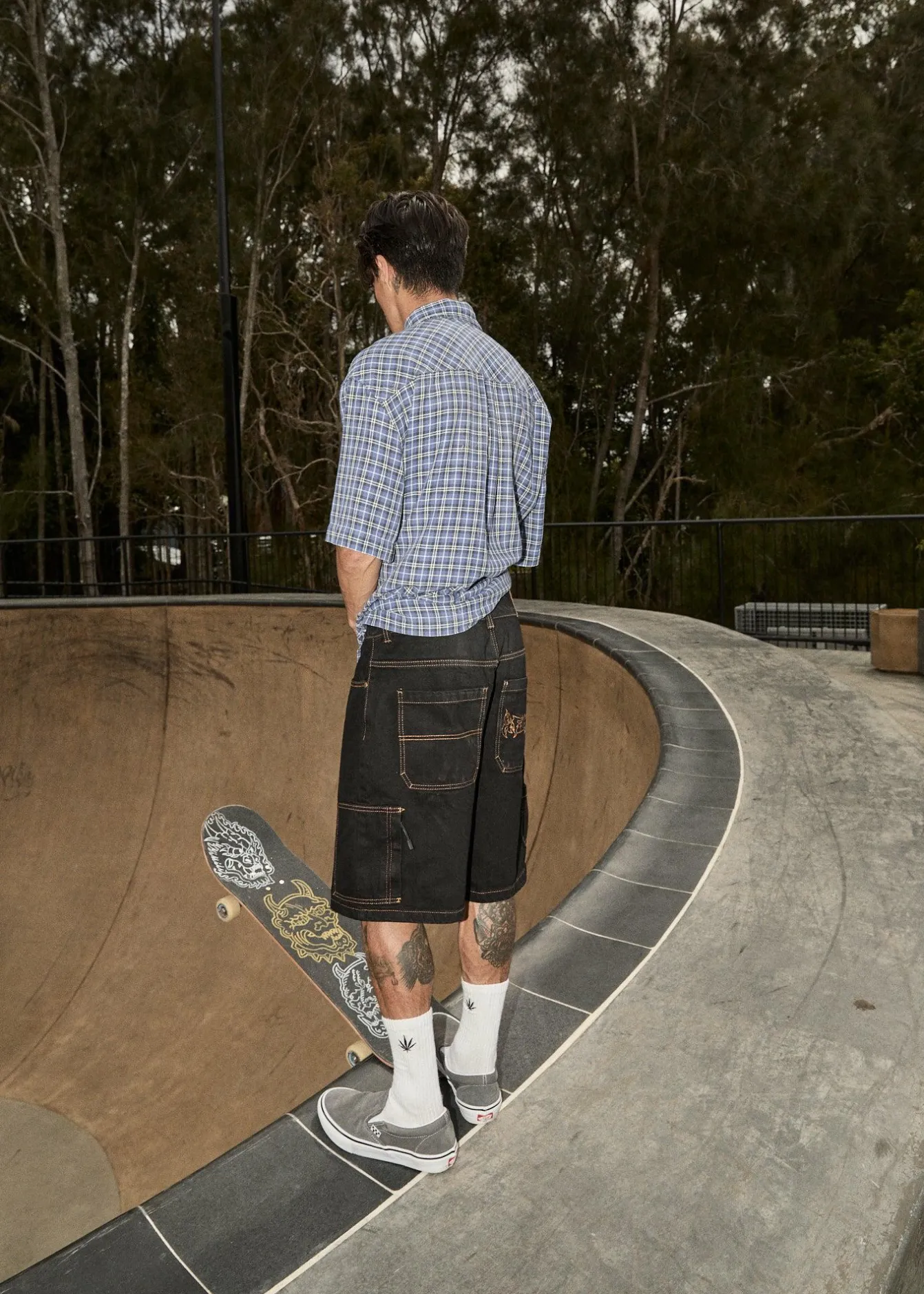 Shorts<Afends Scorched Harper - Denim Baggy Workwear Short 22" Washed Black