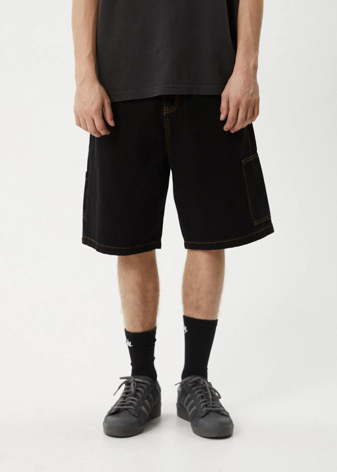 Shorts<Afends Scorched Harper - Denim Baggy Workwear Short 22" Washed Black