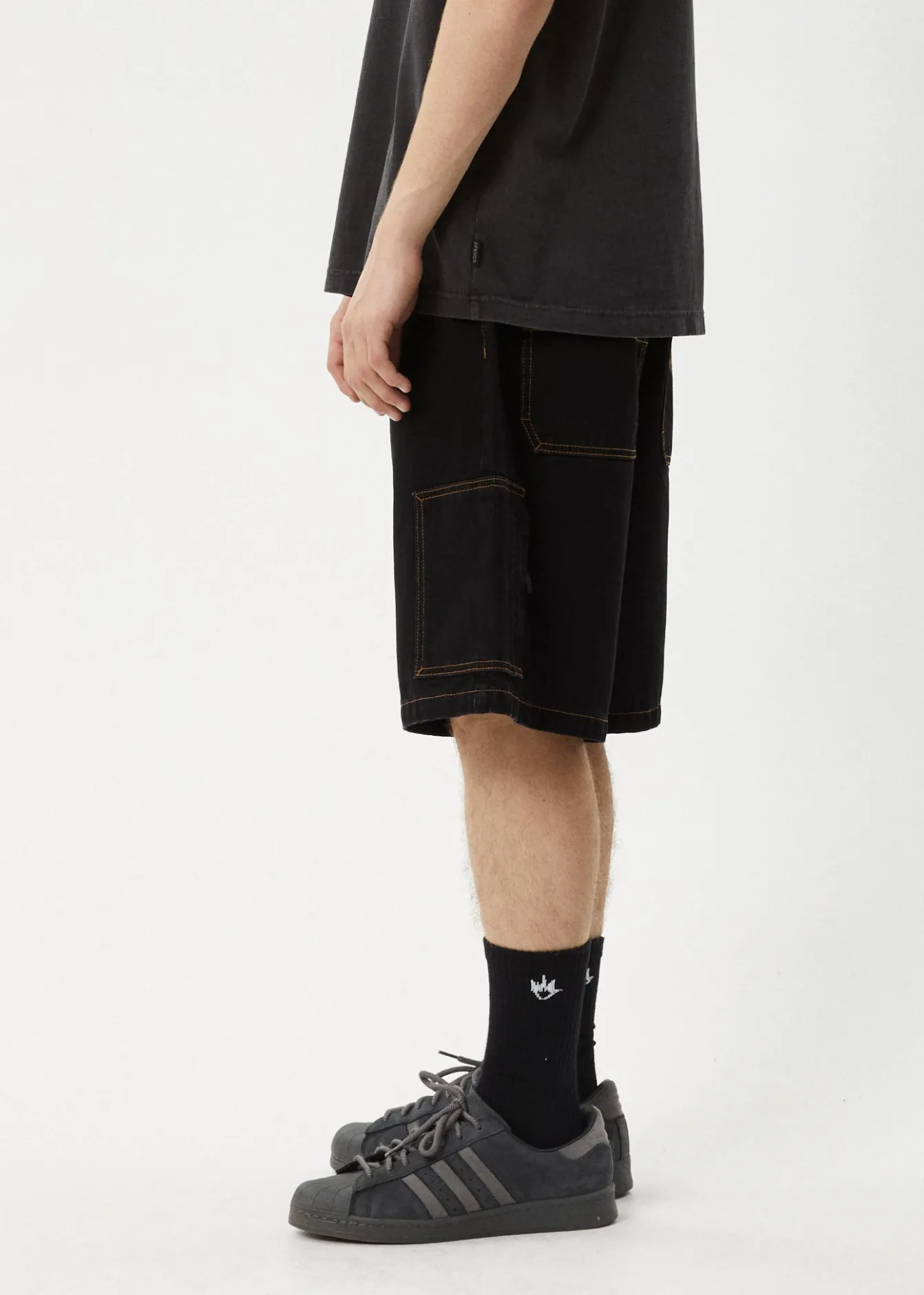 Shorts<Afends Scorched Harper - Denim Baggy Workwear Short 22" Washed Black