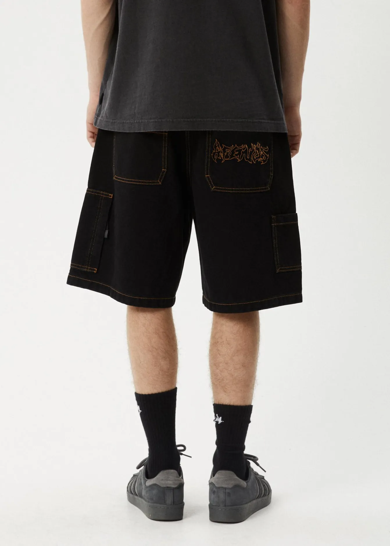 Shorts<Afends Scorched Harper - Denim Baggy Workwear Short 22" Washed Black