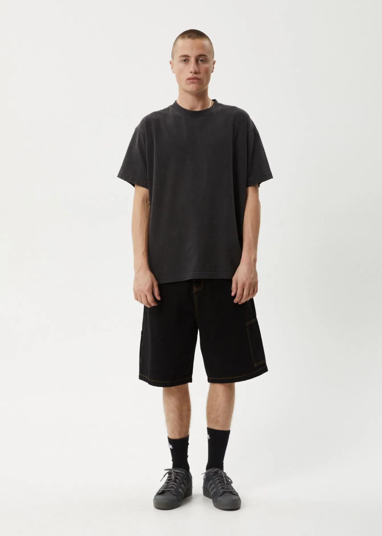 Shorts<Afends Scorched Harper - Denim Baggy Workwear Short 22" Washed Black