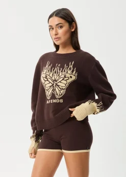 Sets & Co-Ords|Outerwear<Afends Set Fire  - Knit Jumper Coffee