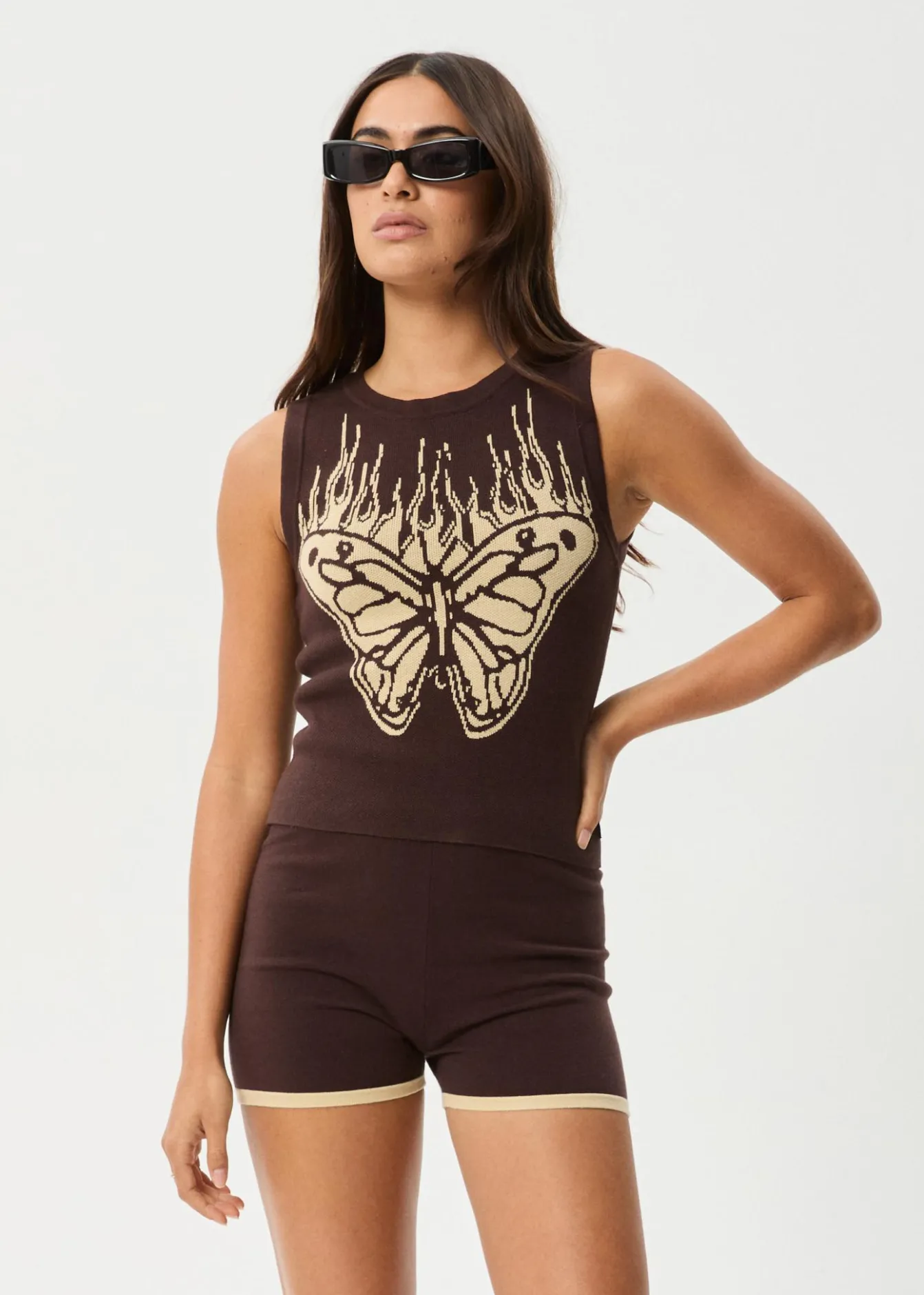 Sets & Co-Ords|Sleeveless<Afends Set Fire - Knit Tank Coffee