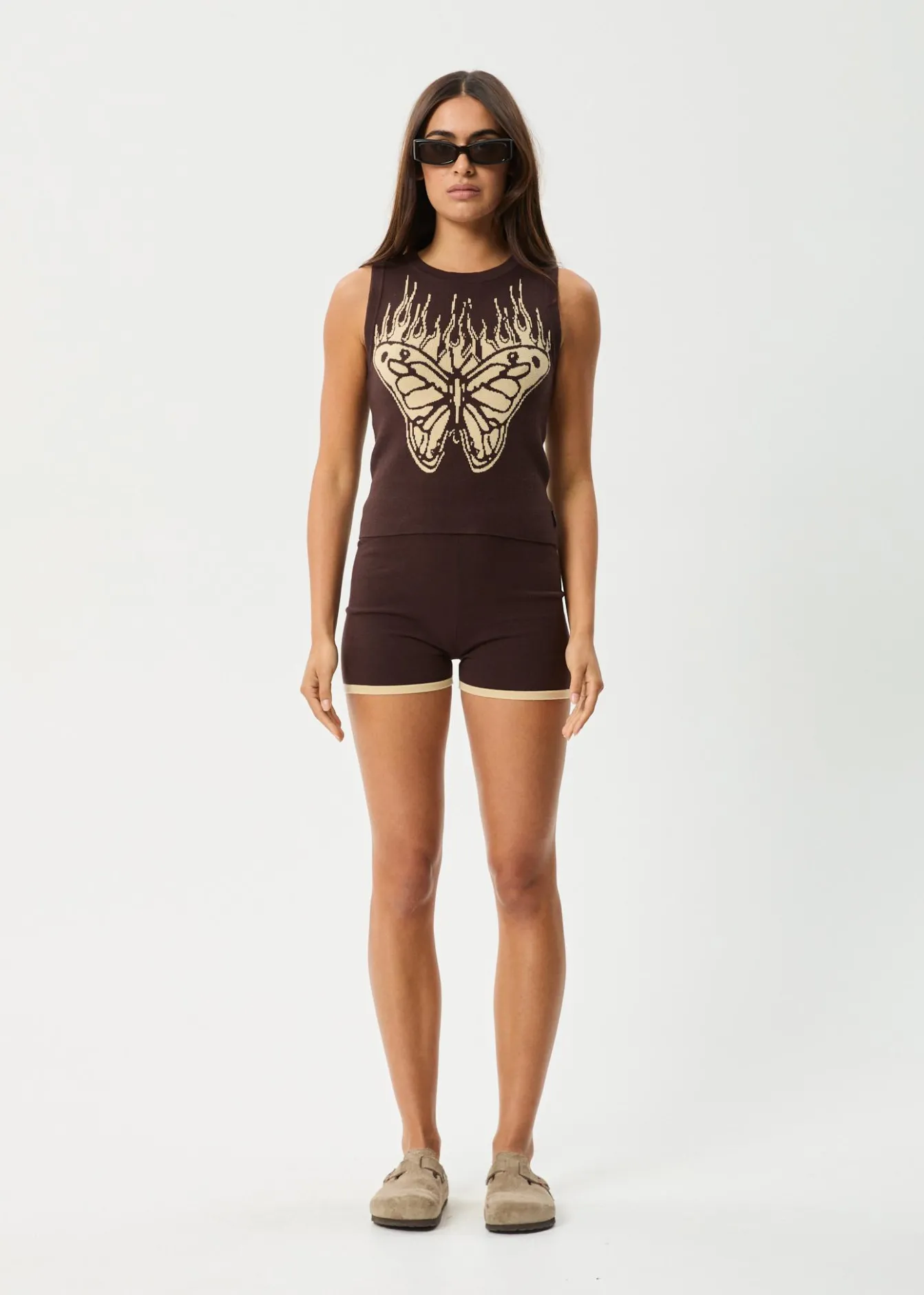 Sets & Co-Ords|Sleeveless<Afends Set Fire - Knit Tank Coffee