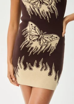 Dresses<Afends Set Fire - One Shoulder Dress Coffee