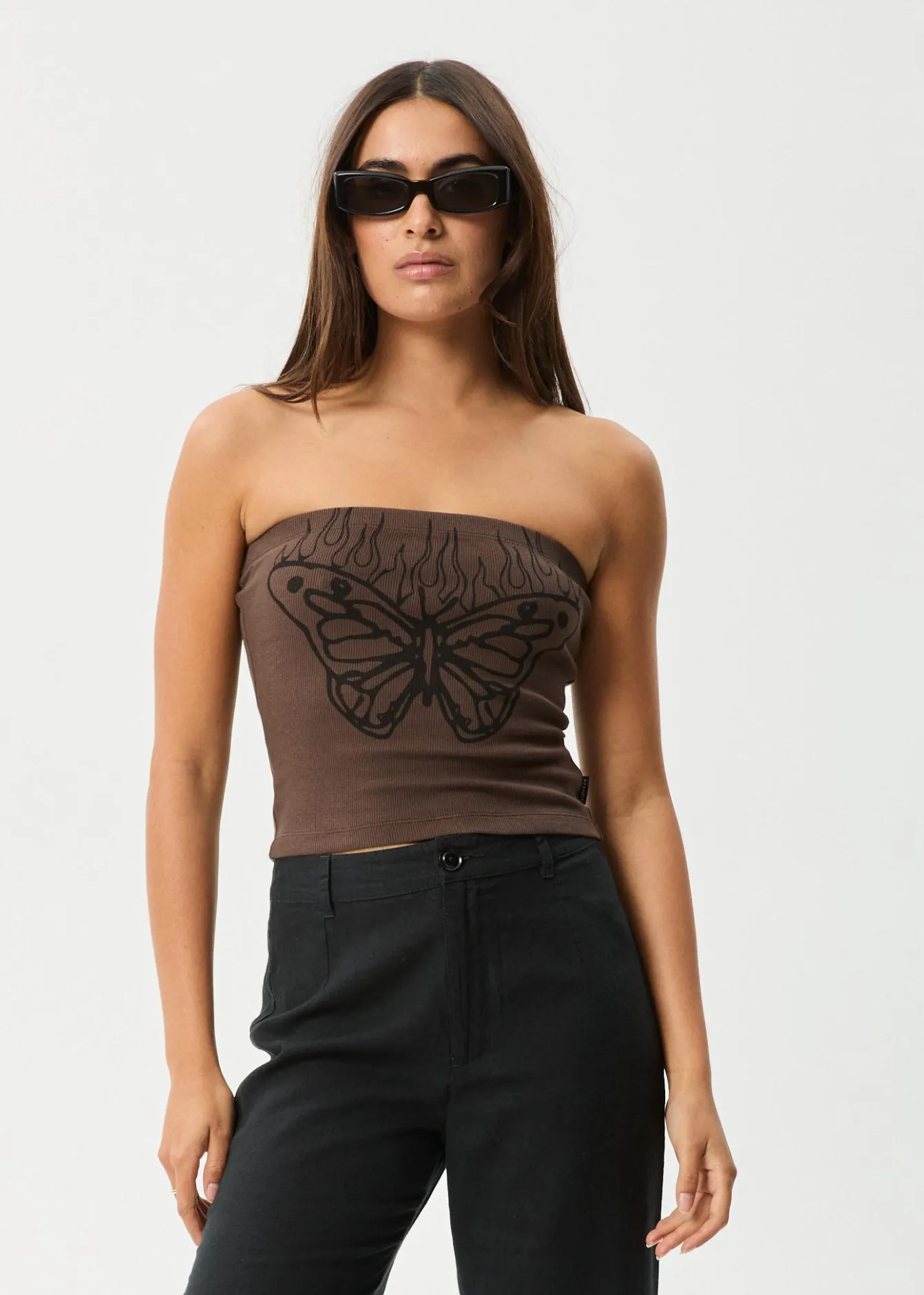 Sleeveless<Afends Set Fire - Rib Tube Top Coffee