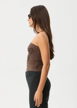Sleeveless<Afends Set Fire - Rib Tube Top Coffee