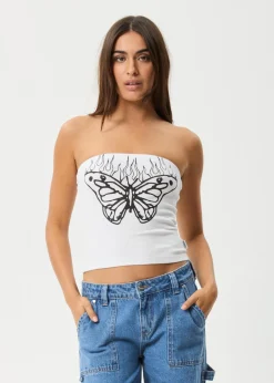 Sleeveless<Afends Set Fire  - Rib Tube Top White
