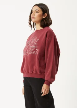 Outerwear<Afends Shapes  -  Crew Neck Jumper Washed Burgundy