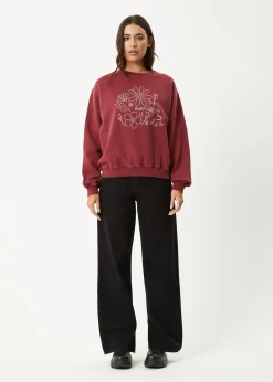 Outerwear<Afends Shapes  -  Crew Neck Jumper Washed Burgundy