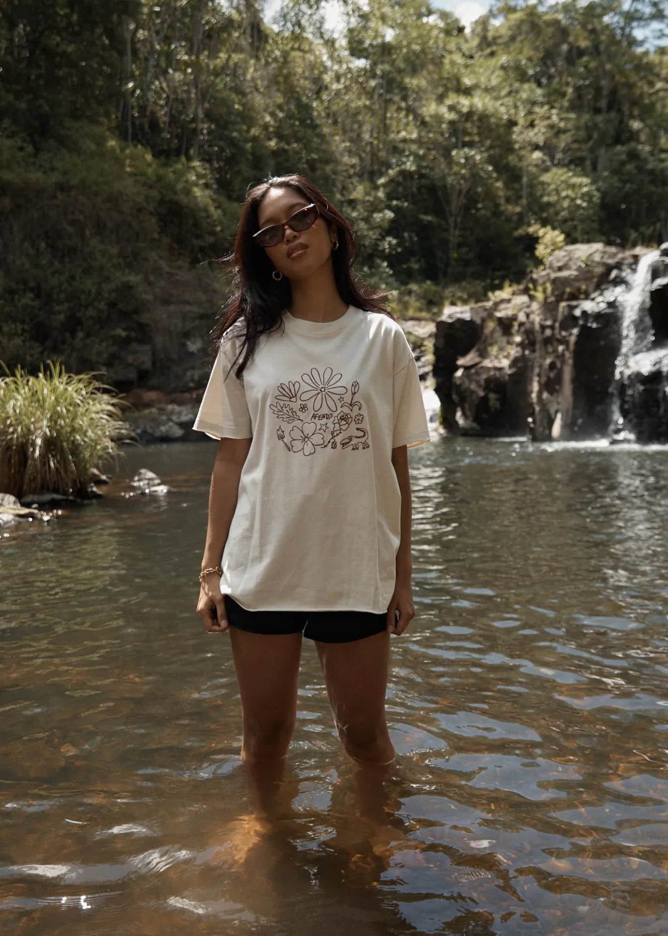 Tees & Shirts<Afends Shapes - Oversized Tee Moonbeam