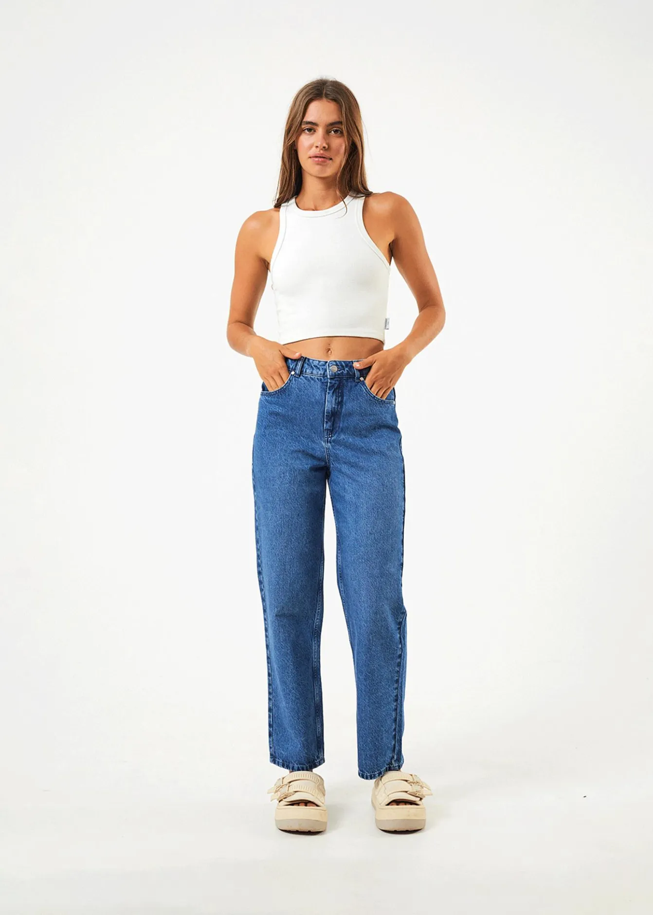 Jeans<Afends Shelby - Denim Wide Leg Jean Long Authentic Blue
