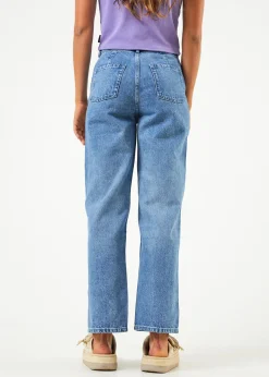 Jeans<Afends Shelby  - Denim Wide Leg Jean Long Worn Blue
