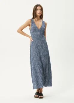Dresses<Afends Shipwreck  - Seersucker Maxi Dress Marlin