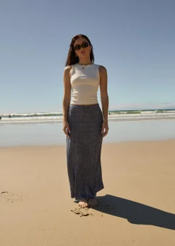 Skirts<Afends Shipwreck  - Seersucker Maxi Skirt Marlin