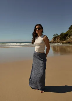 Skirts<Afends Shipwreck - Seersucker Maxi Skirt Marlin