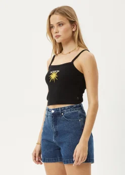 Sleeveless<Afends Sky High  - Rib Singlet Black