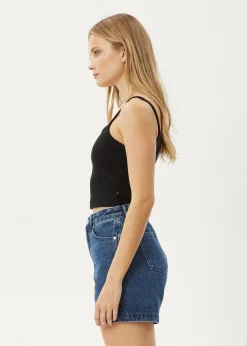 Sleeveless<Afends Sky High  - Rib Singlet Black