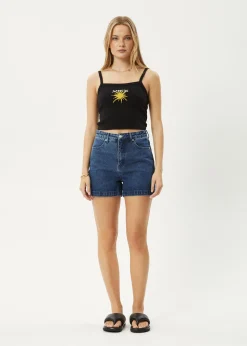 Sleeveless<Afends Sky High  - Rib Singlet Black