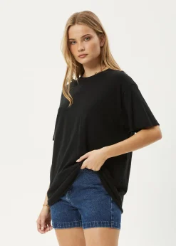 Tees & Shirts|Essentials<Afends Slay - Oversized Tee Black
