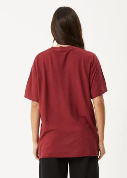 Tees & Shirts|Essentials<Afends Slay - Oversized Tee Burgundy