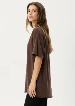 Tees & Shirts|Essentials<Afends Slay  - Oversized Tee Coffee