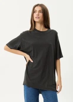 Tees & Shirts|Essentials<Afends Slay  - Oversized Tee Stone Black