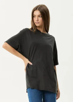 Tees & Shirts|Essentials<Afends Slay  - Oversized Tee Stone Black
