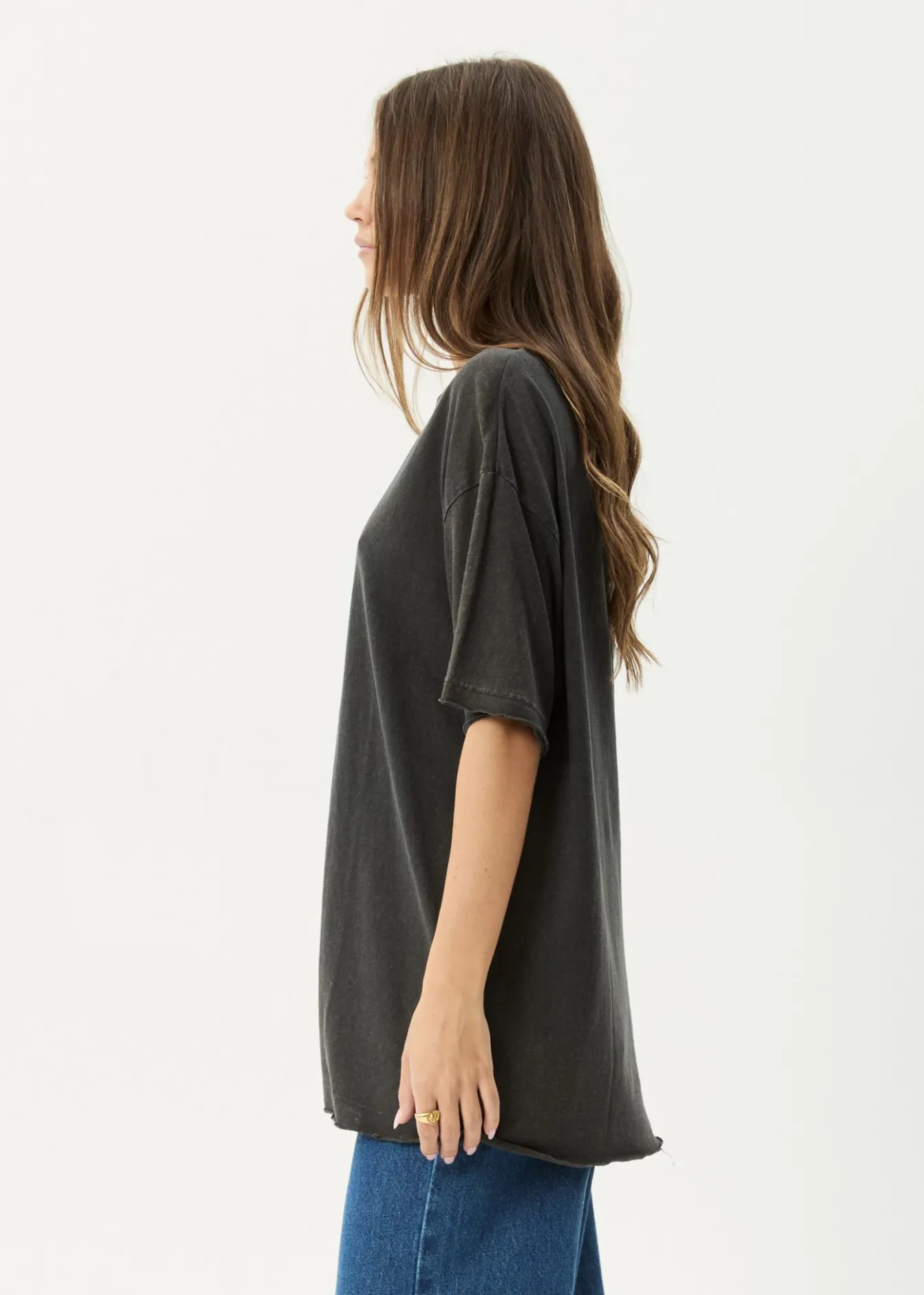 Tees & Shirts|Essentials<Afends Slay - Oversized Tee Stone Black