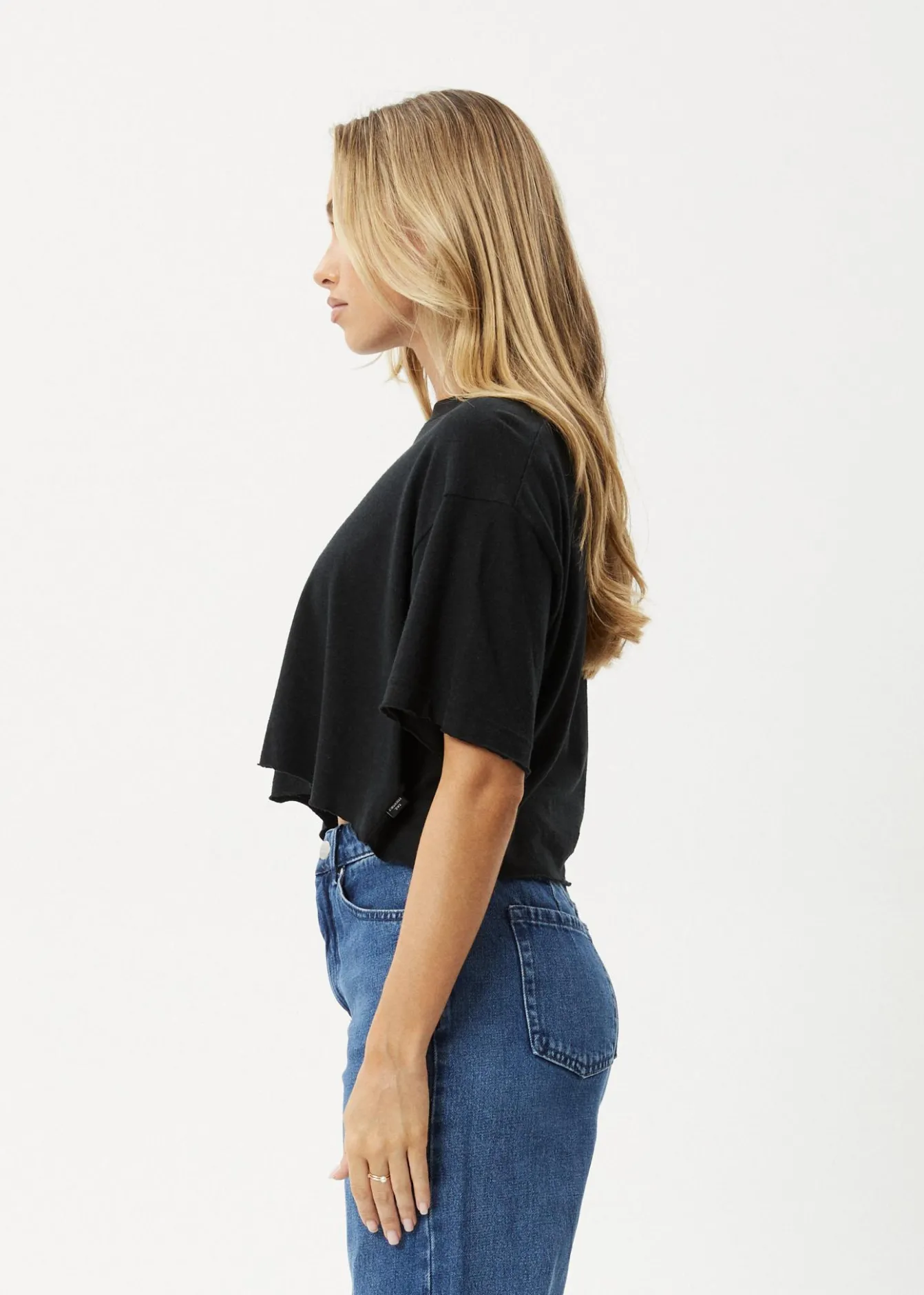 Tees & Shirts|Essentials<Afends Slay Cropped - Oversized Tee Black