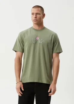 T-Shirts<Afends Smell The Roses  - Retro Tee Oil Green