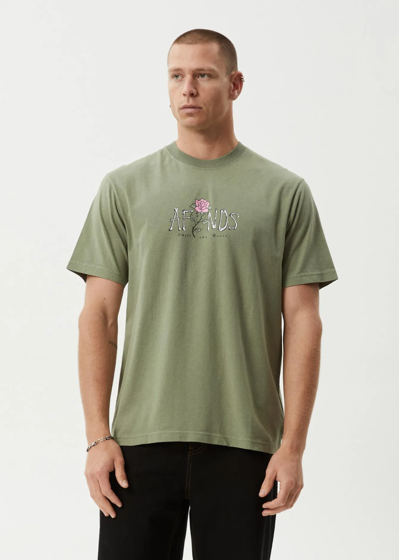 T-Shirts<Afends Smell The Roses - Retro Tee Oil Green