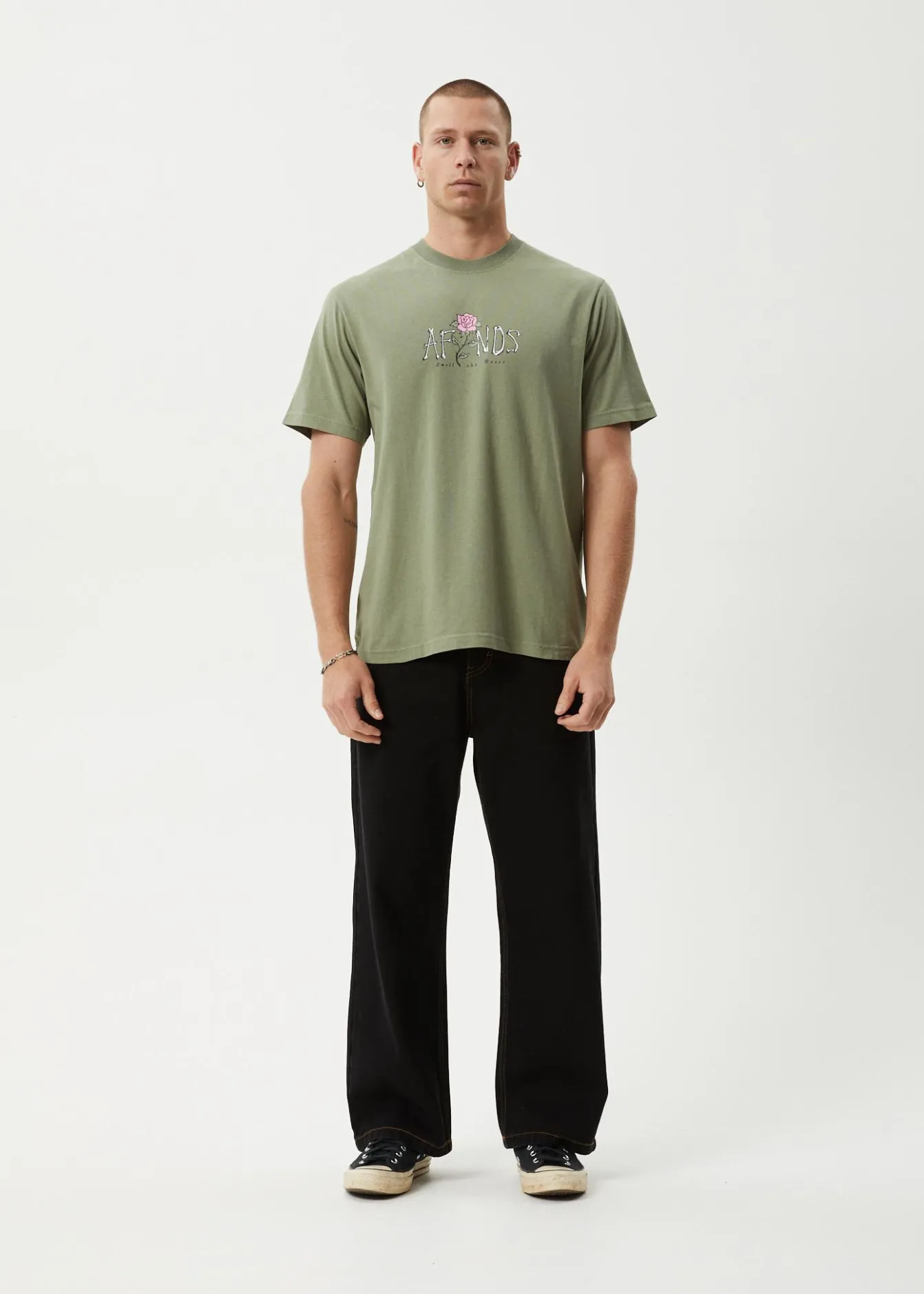 T-Shirts<Afends Smell The Roses - Retro Tee Oil Green
