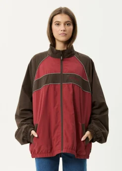 Jackets|Outerwear<Afends Spicy  - Sports Spray Jacket Burgundy