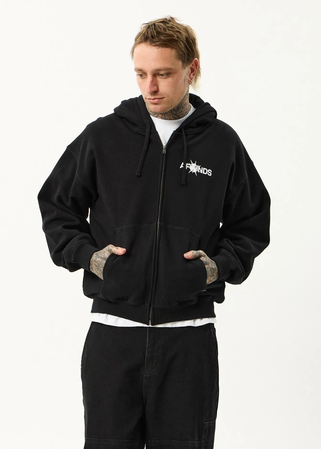 Sweaters & Hoodies<Afends Spiked - Zip Hood Black