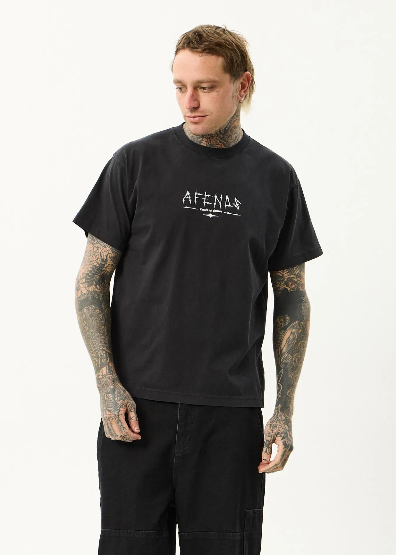 T-Shirts<Afends Spinal - Boxy Tee Stone Black