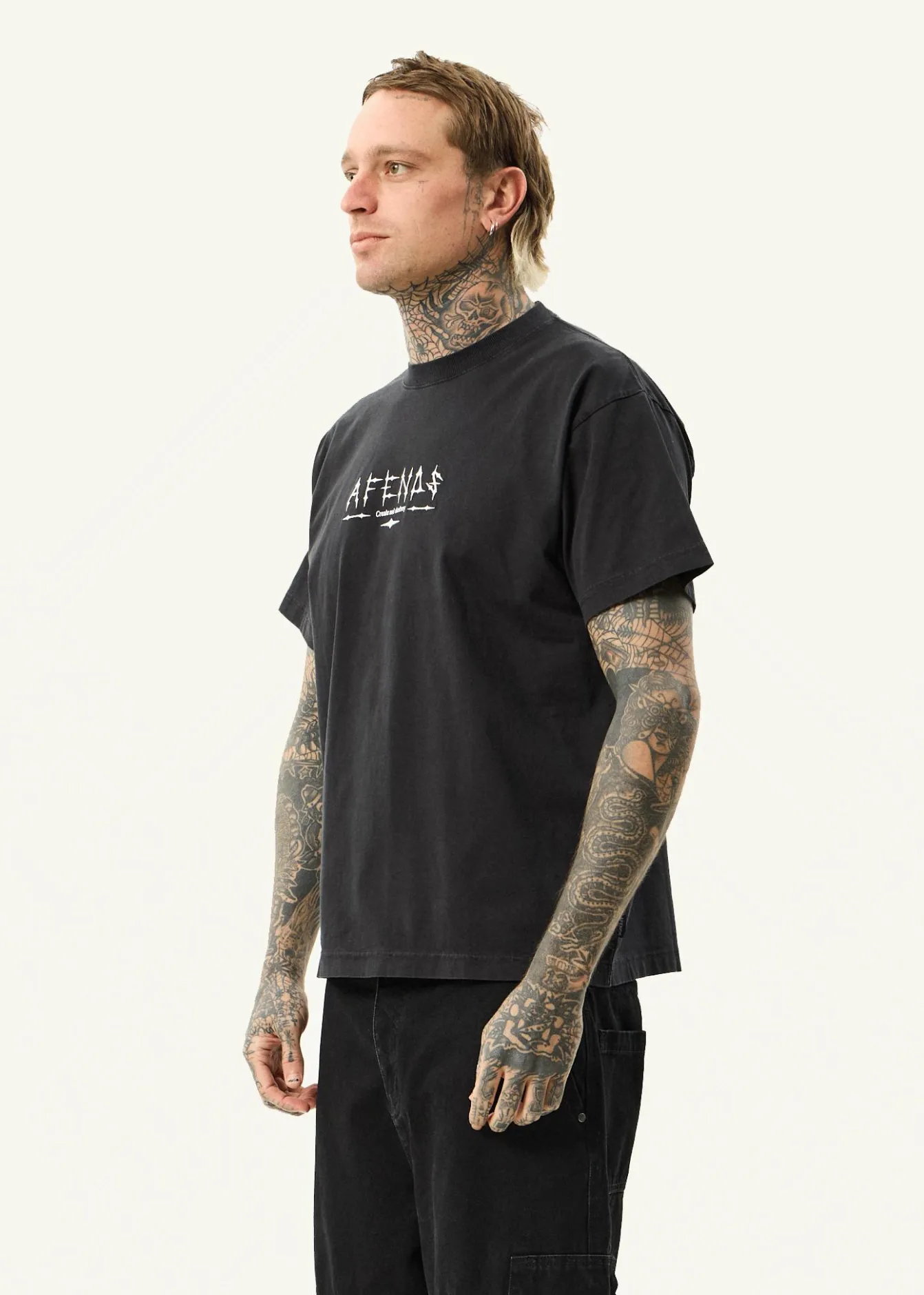 T-Shirts<Afends Spinal - Boxy Tee Stone Black