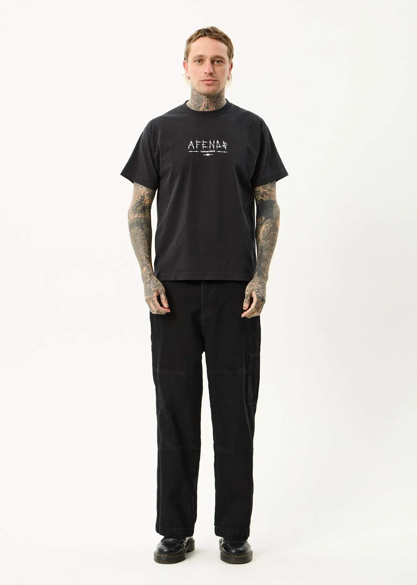T-Shirts<Afends Spinal - Boxy Tee Stone Black