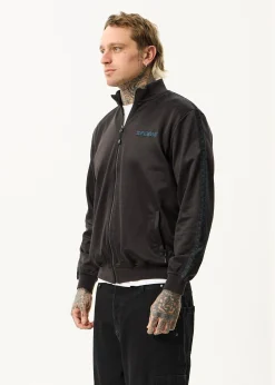Jackets<Afends Spinal  - Track Zip Up Jacket Black