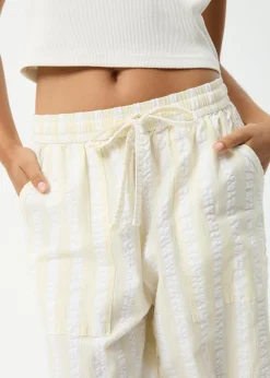 Pants|Sets & Co-Ords<Afends Splice - Seersucker Wide Leg Pant White / Lemongrass