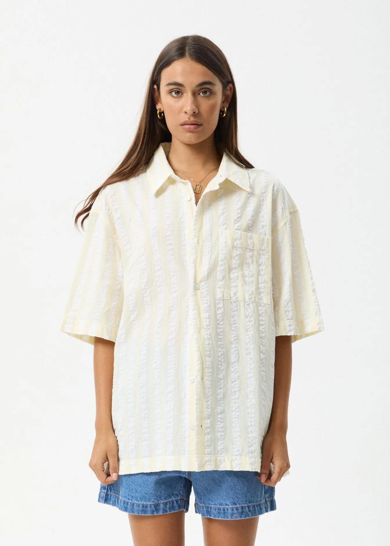 Sets & Co-Ords|Tees & Shirts<Afends Splice - Short Sleeve Shirt White / Lemongrass
