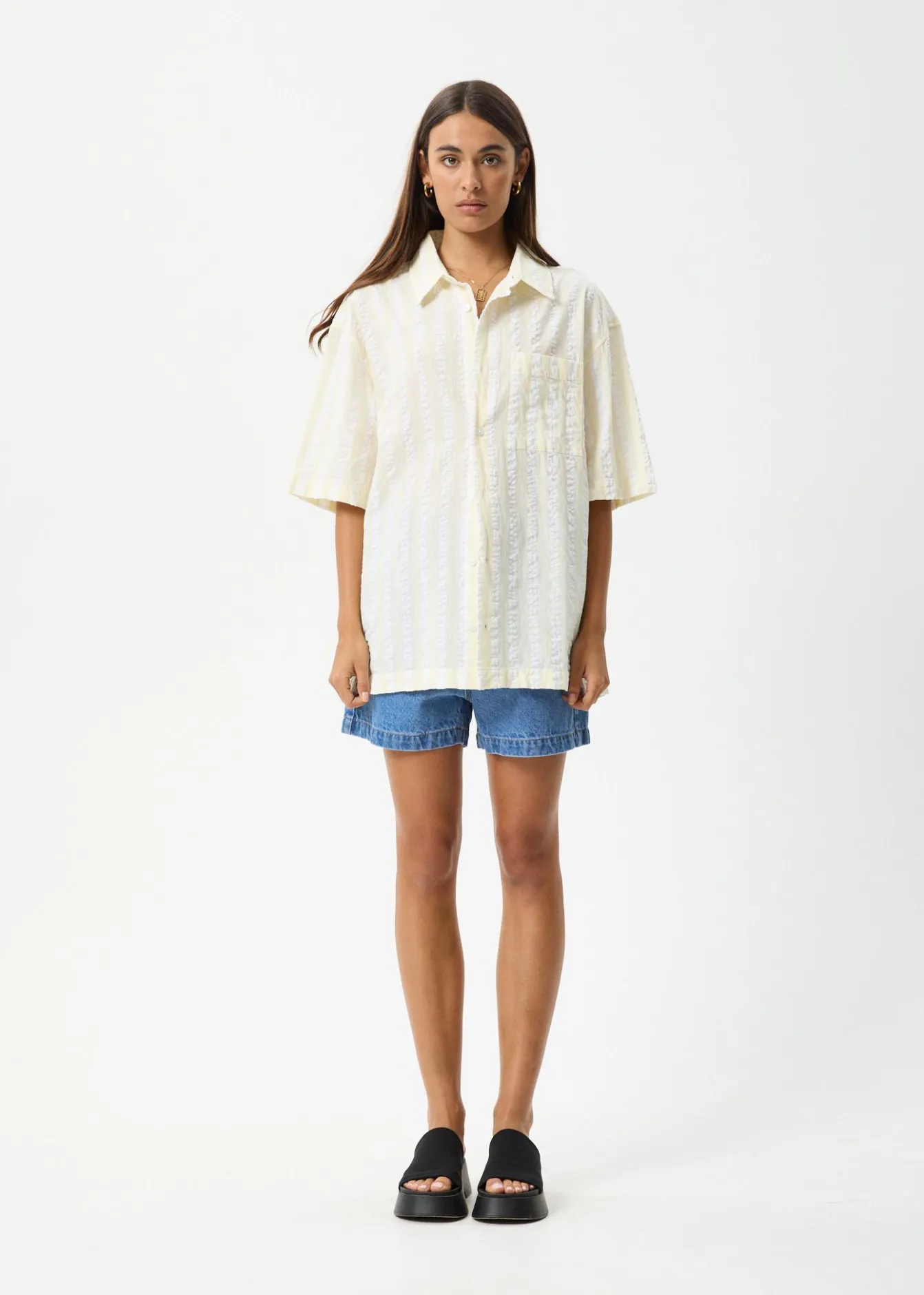 Sets & Co-Ords|Tees & Shirts<Afends Splice - Short Sleeve Shirt White / Lemongrass