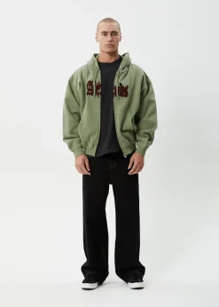 Sweaters & Hoodies<Afends Sun Bite  - Zip Hood Oil Green