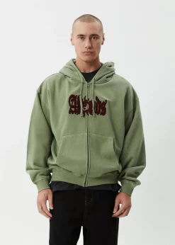 Sweaters & Hoodies<Afends Sun Bite  - Zip Hood Oil Green
