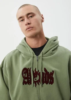 Sweaters & Hoodies<Afends Sun Bite  - Zip Hood Oil Green