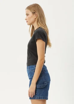 Tees & Shirts<Afends Sunbite  - Baby Tee Stone Black
