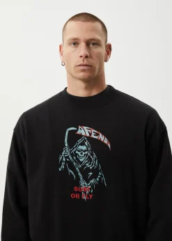 Sweaters & Hoodies<Afends Surf Or Fly - Crew Neck Jumper Black