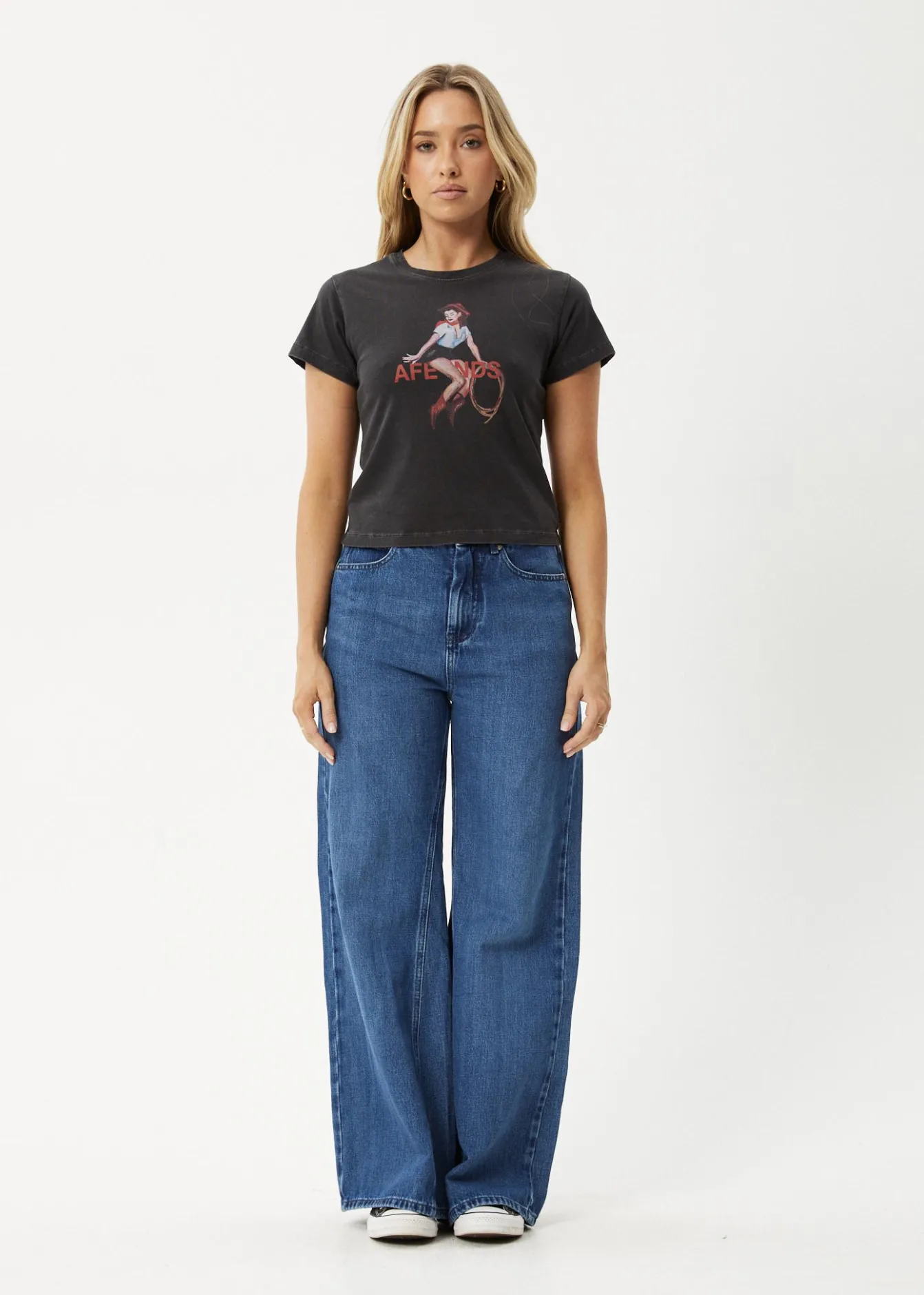 Tees & Shirts<Afends Sweet West - Baby Tee Stone Black